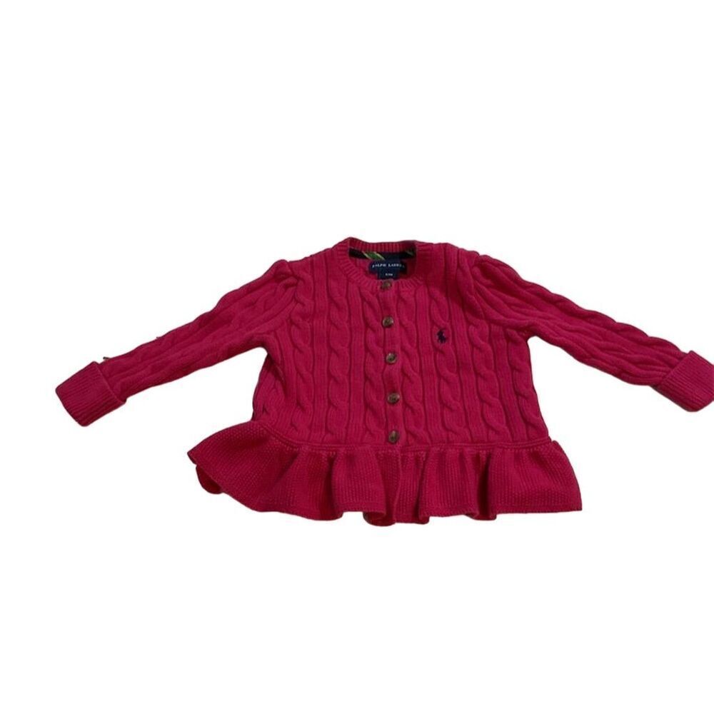 Ralph Lauren Baby Girl Pink Cable-Knit Cardigan Size 12M​​